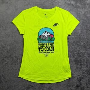 Nike Womens Running Dri Fit Shirt Portland To Coast 2022 Highighter Yellow S